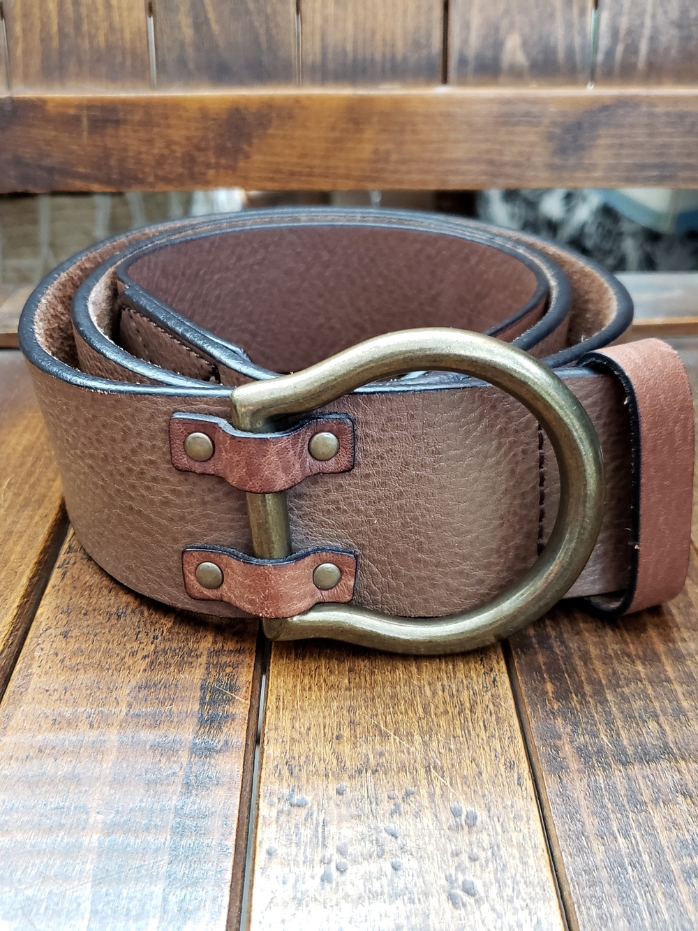 Banana Republic Brown Leather Belt with Brass O-Ring Buckle